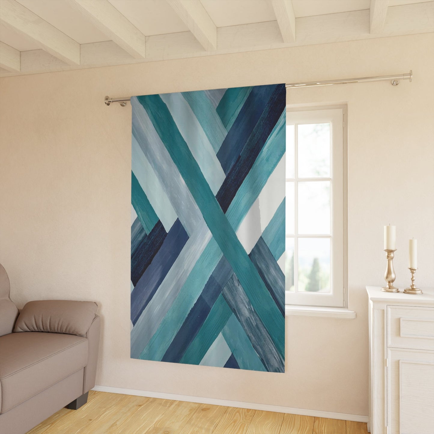 Abstract Sea tones Window Curtain (1 Piece) - Blue Cava