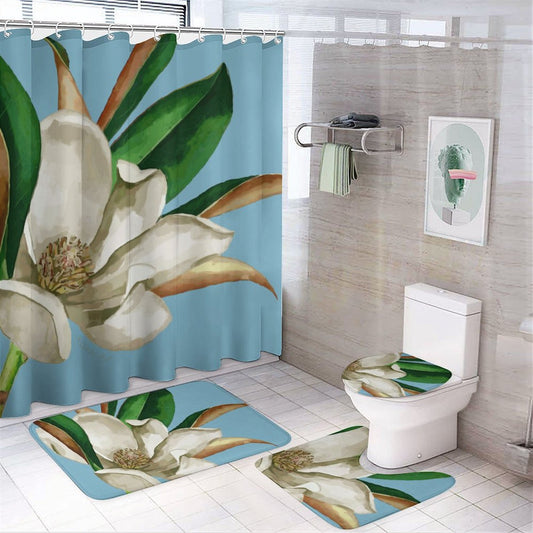 Magnolia Shower Curtain Set with 3 Rugs