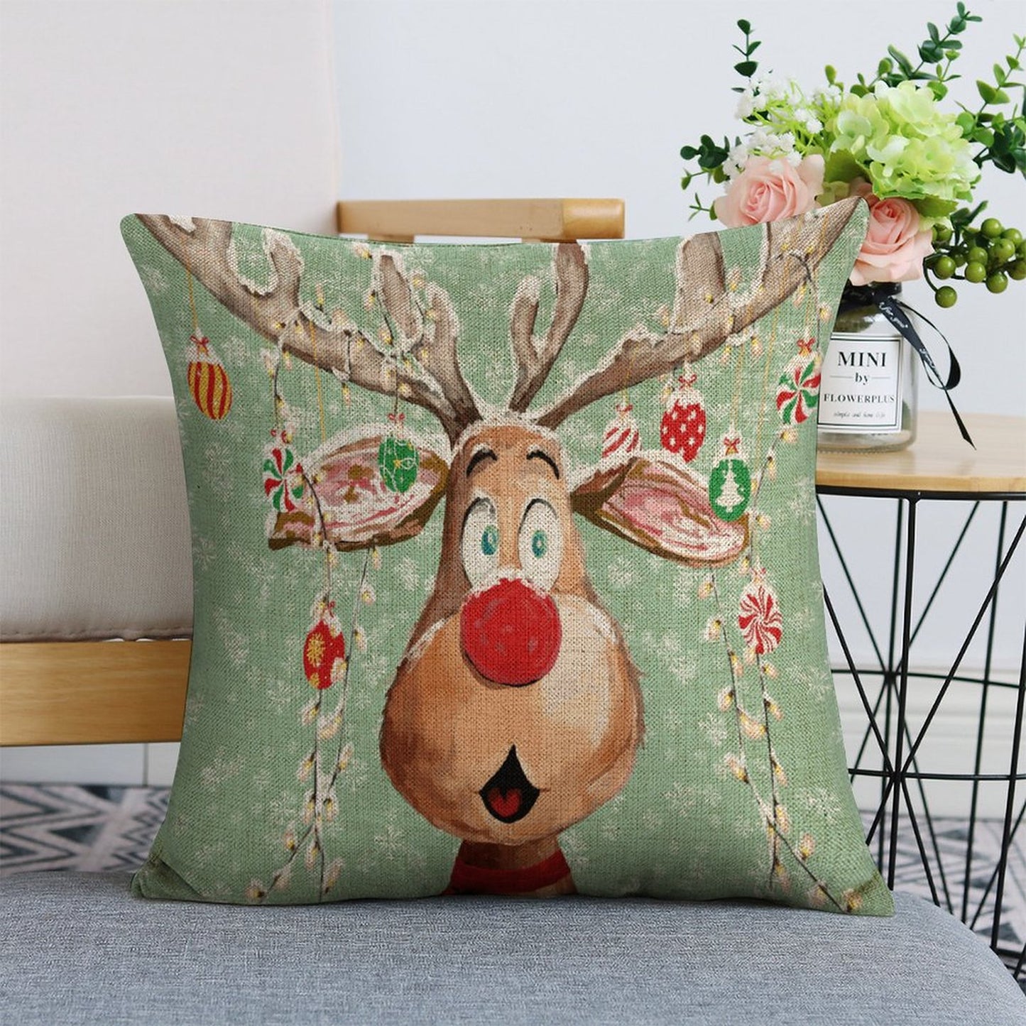 "Pedro" Reindeer Flax Pillow Cover