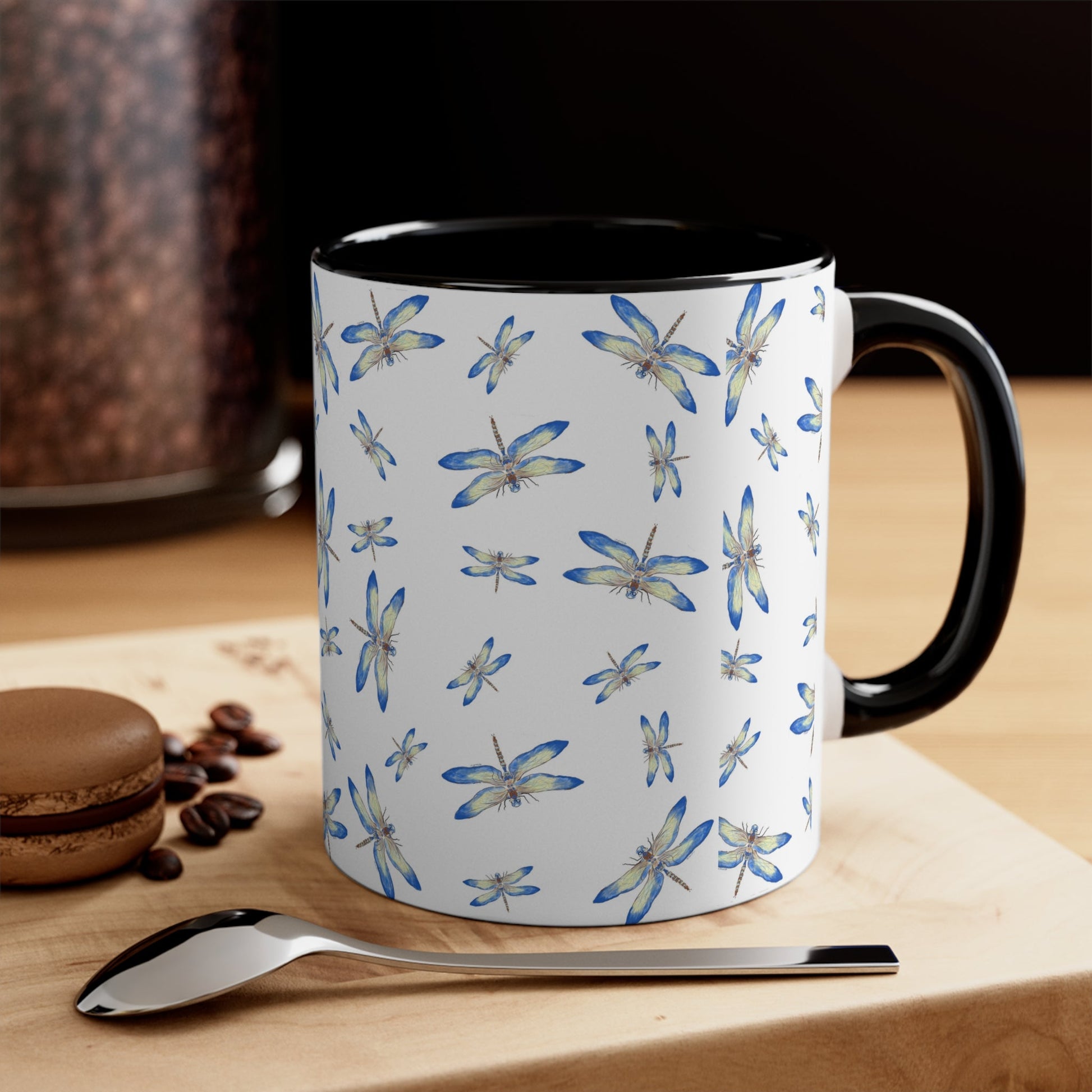 Dragonflies -Two Tone Coffee Mugs, 11oz - Blue Cava