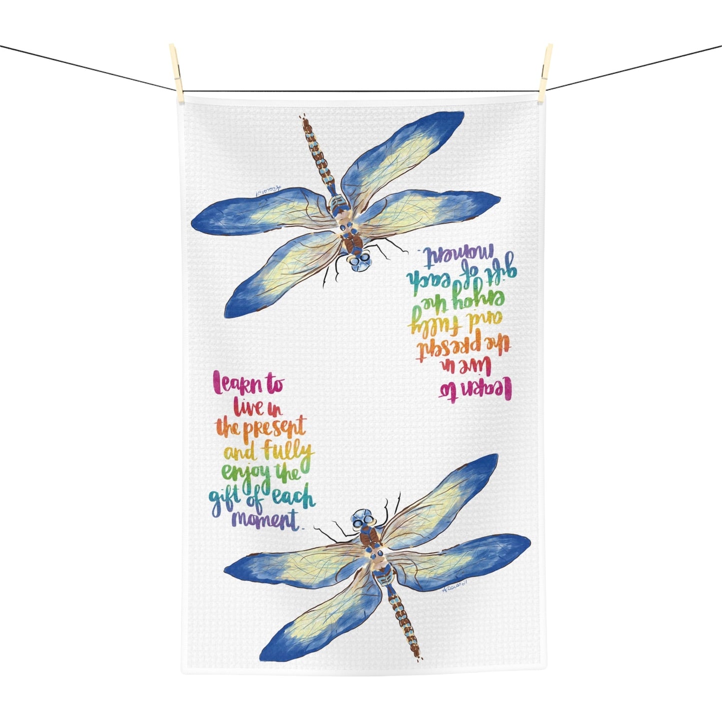 Dragonfly Microfiber Waffle Towel - Blue Cava