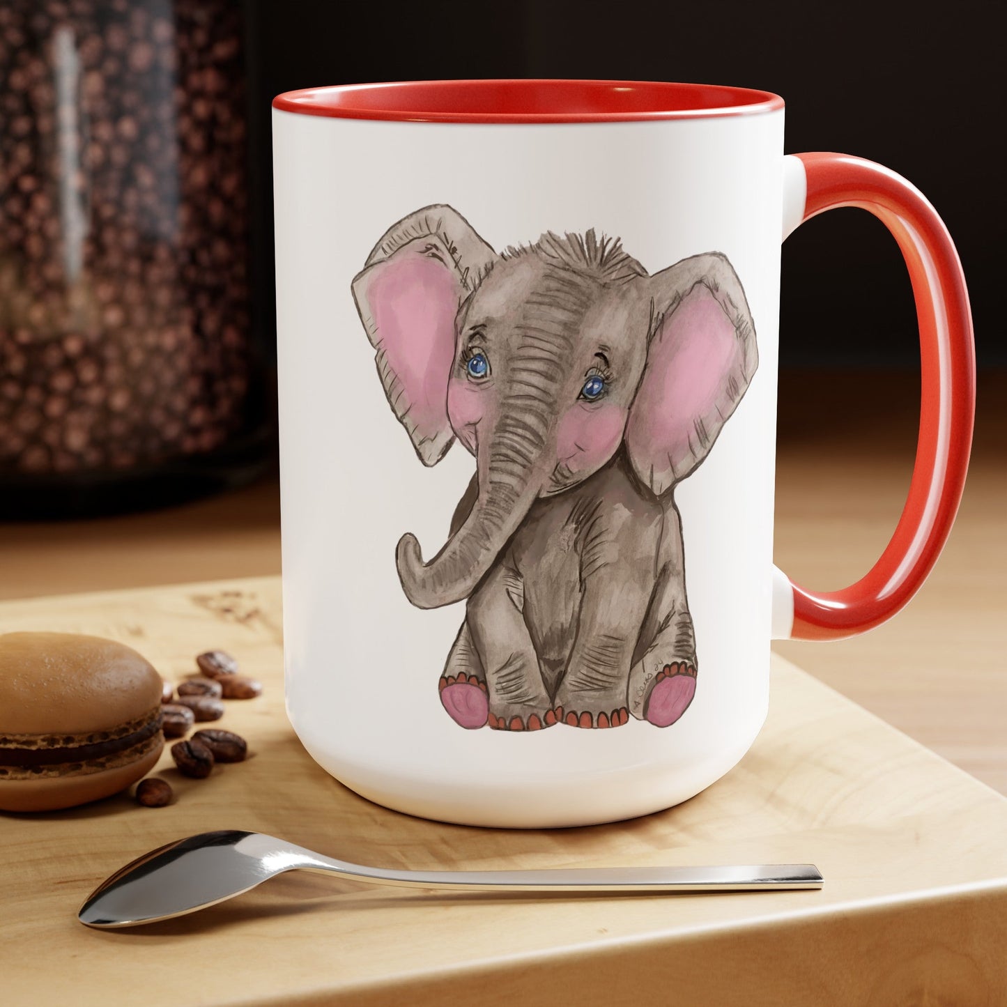Elephant Two-Tone Coffee Mugs, 15oz - Blue Cava