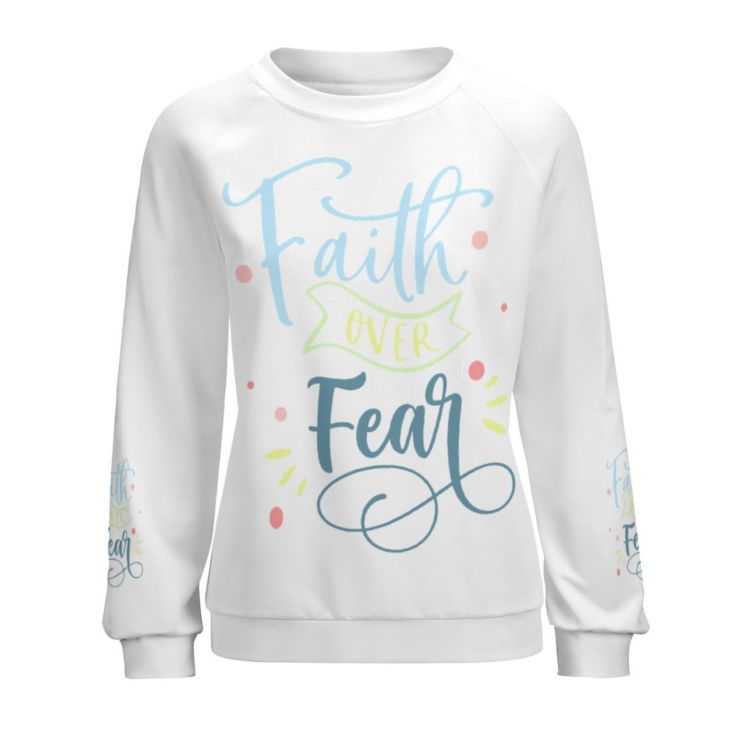 Faith Over Fear Sweatshirt Designs Raglan Style - Blue Cava