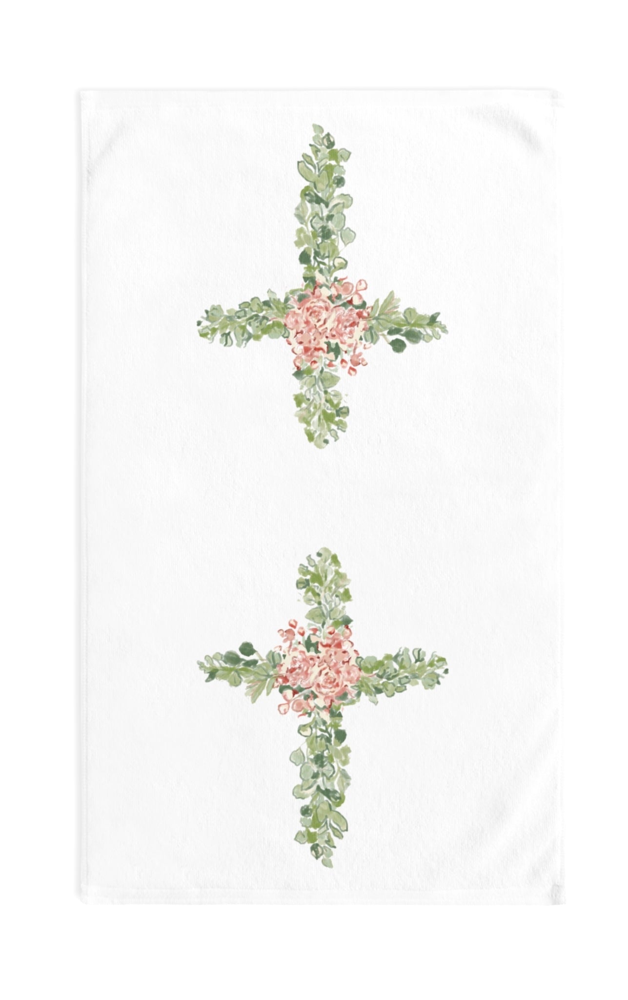 Floral Cross Tea Towel (Poly/ Cotton) - Blue Cava