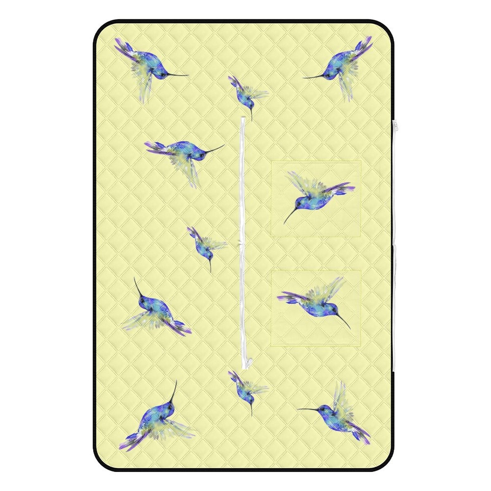 Flossie Hummingbird Zipper Foldable Picnic Mat - Blue Cava