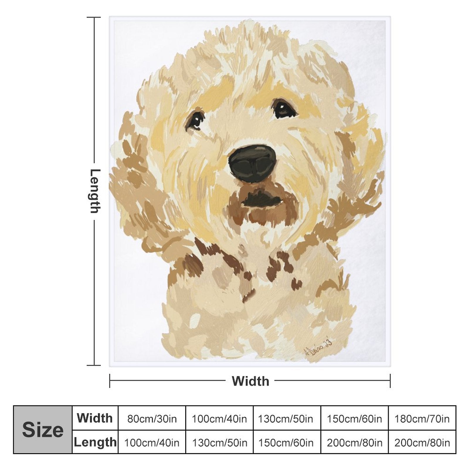 GoldenDoodle Flannel Blanket-40"x50" (Dual-sided Printing) - Blue Cava