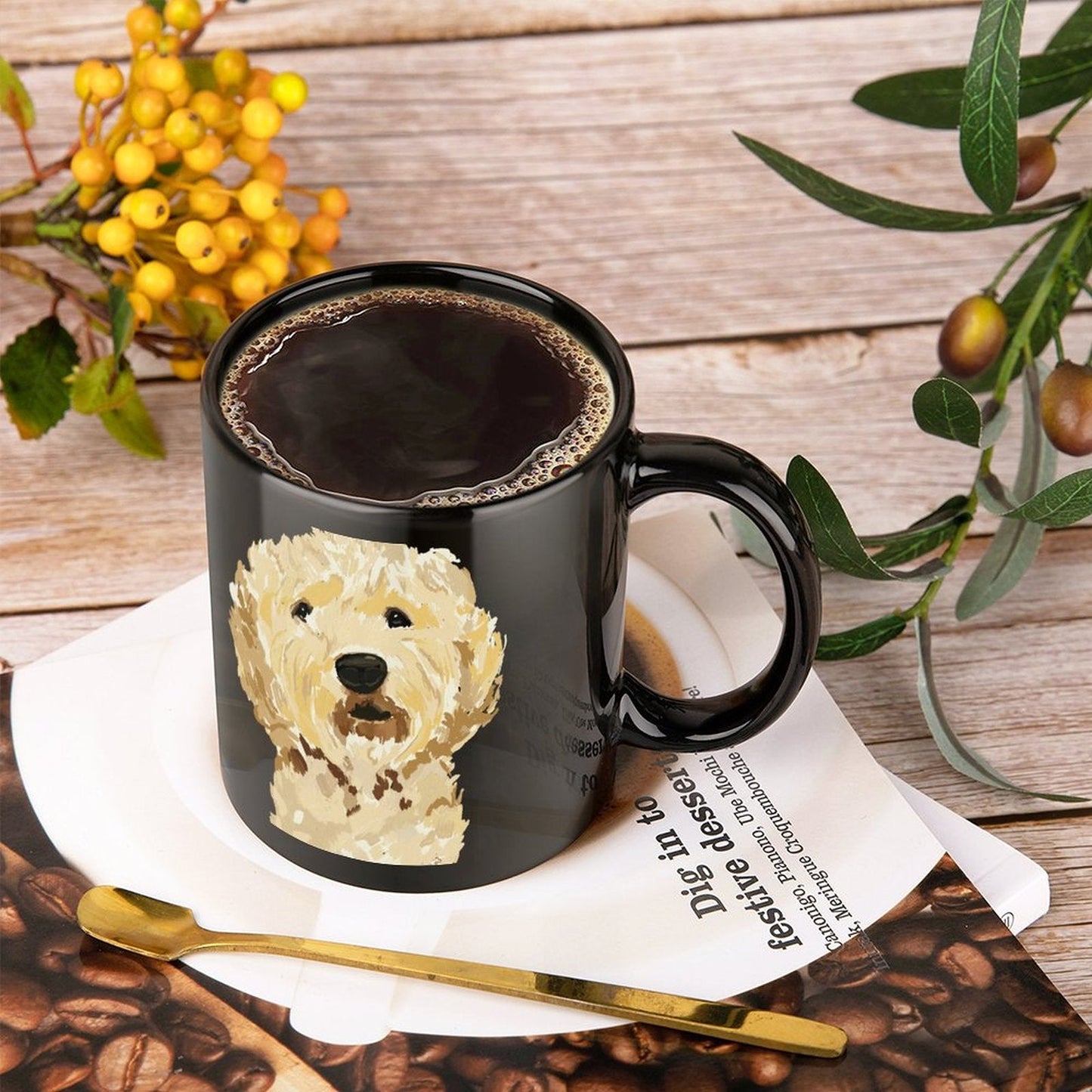 GoldenDoodle Personalized Photo Coffee Mug - Blue Cava