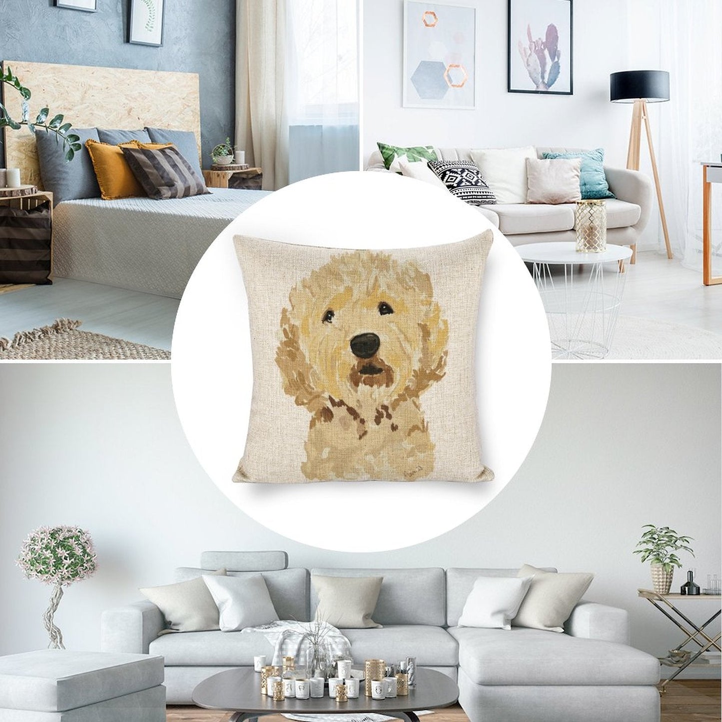 GoldenDoodle Personalized Photo Pillowcases (Pillow Excluded) - Blue Cava