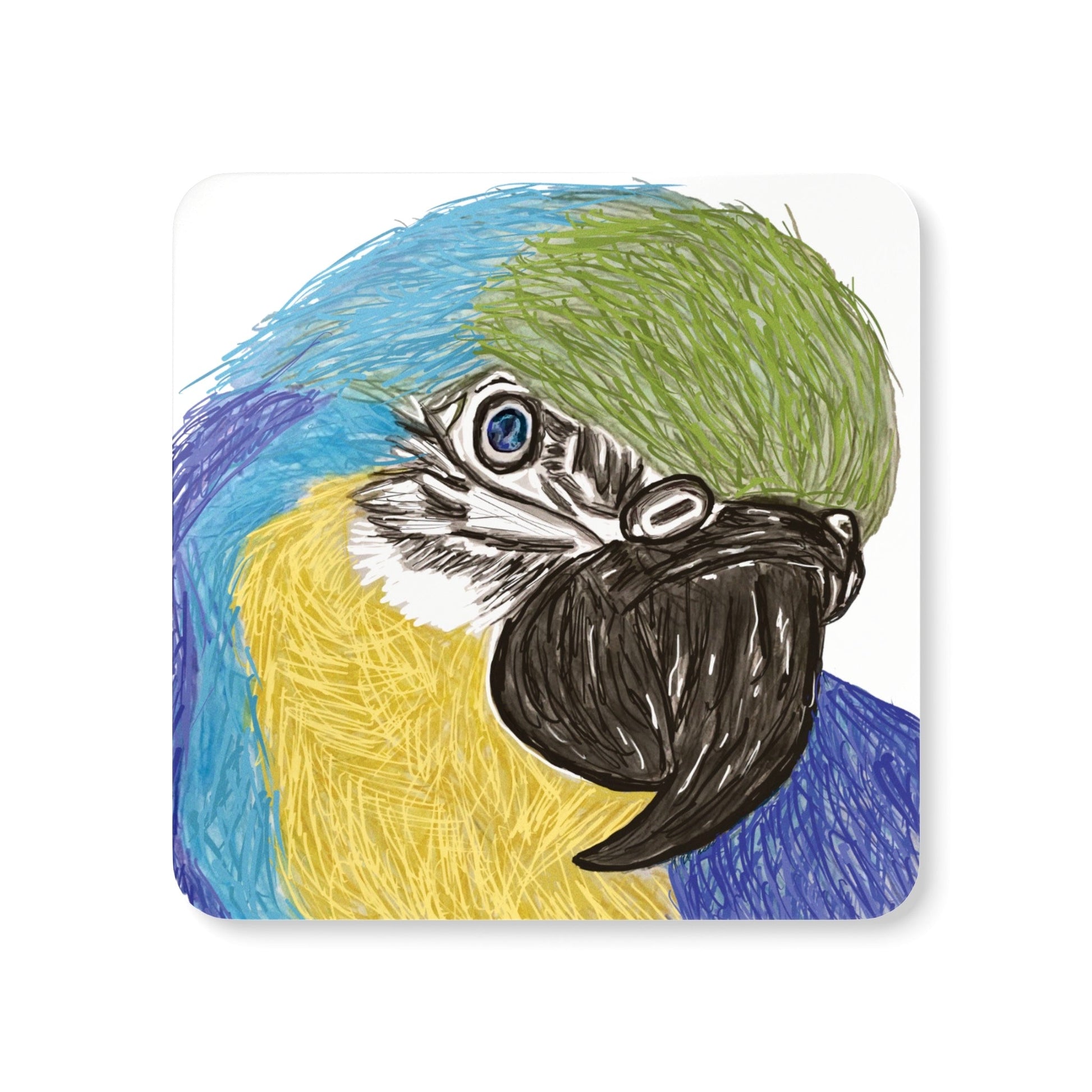 Macaw Corkwood Coaster Set - Blue Cava
