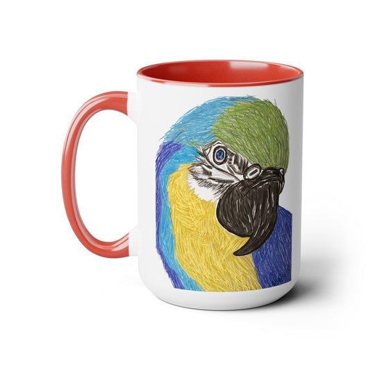 Macaw Two-Tone Coffee Mugs, 15oz - Blue Cava