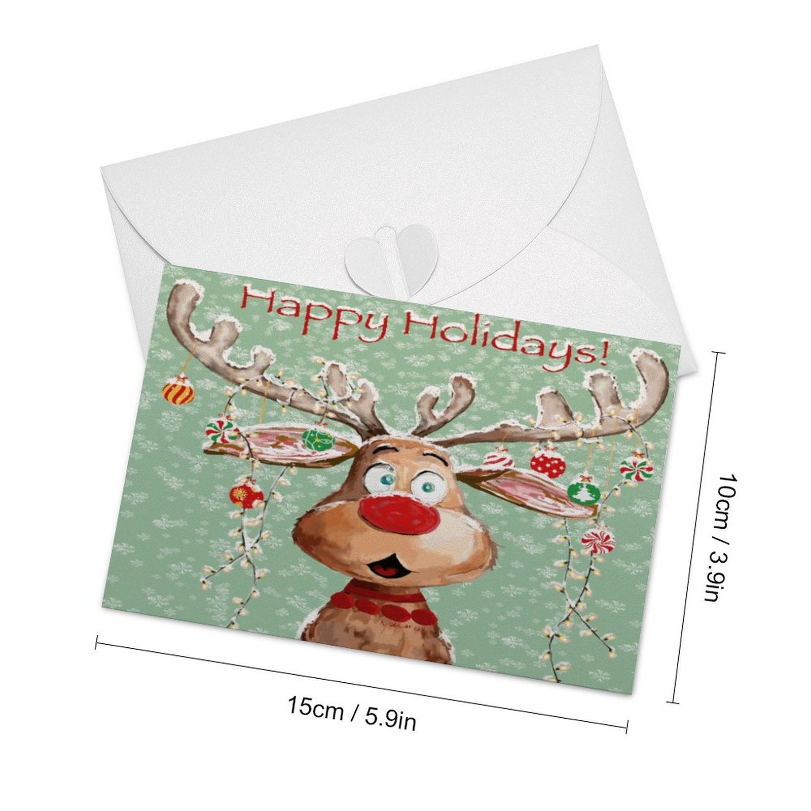"Pedro" Reindeer Christmas Greeting Card - Blue Cava