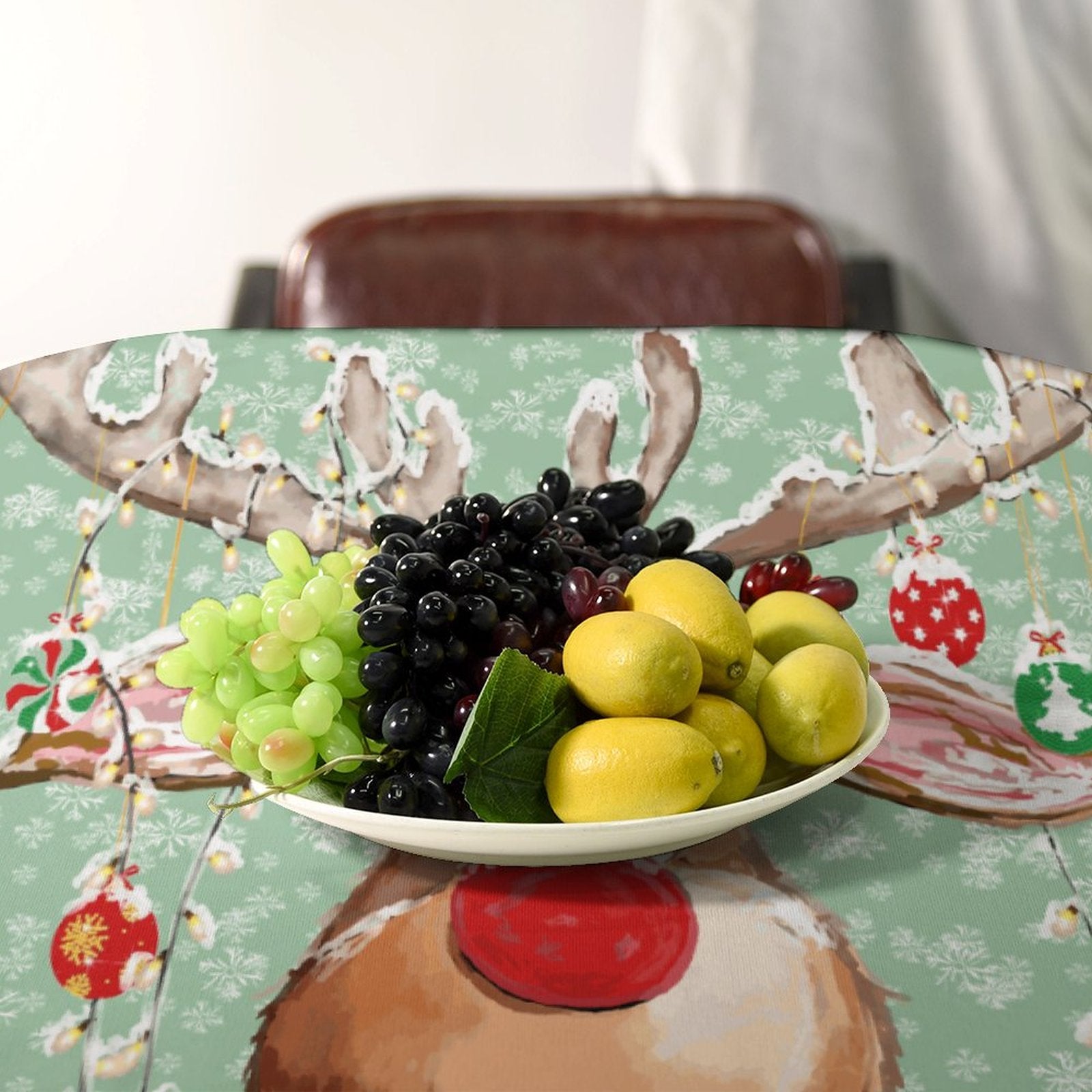 "Pedro" Reindeer Rectangle Tablecloth - Blue Cava