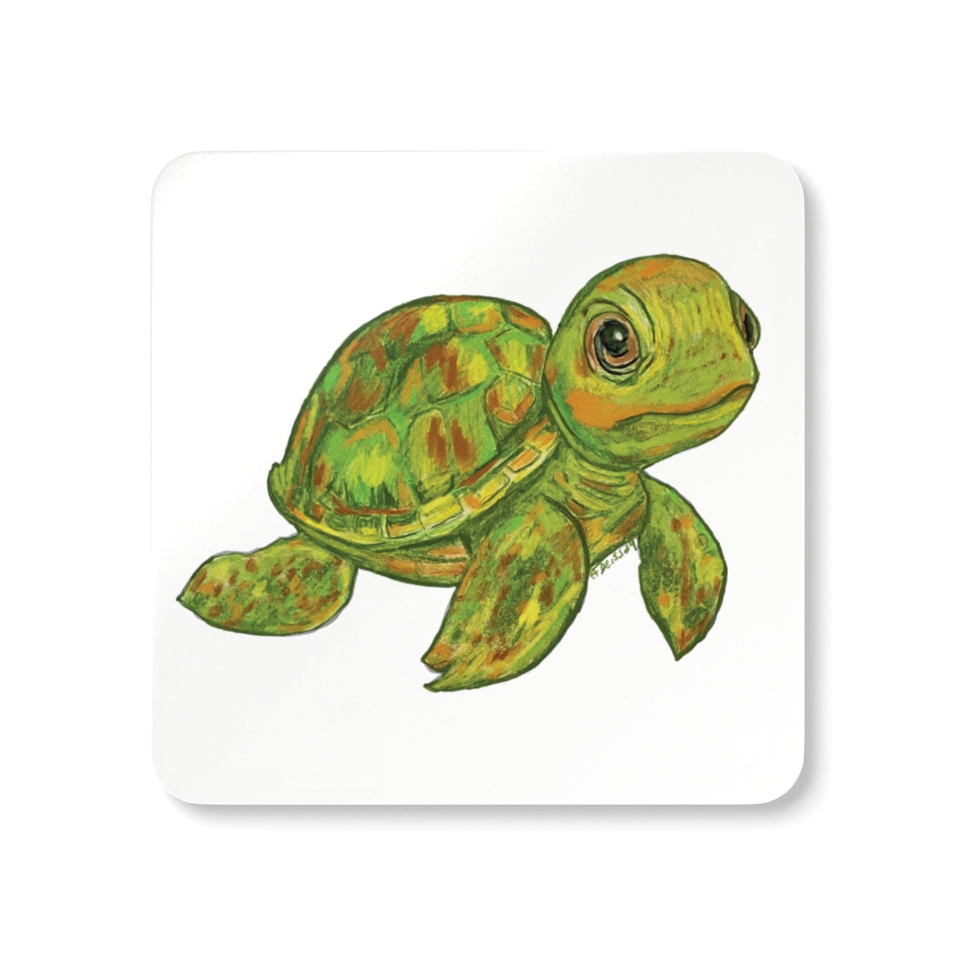 Shelly Sea Turtle Corkwood Coaster Set - Blue Cava