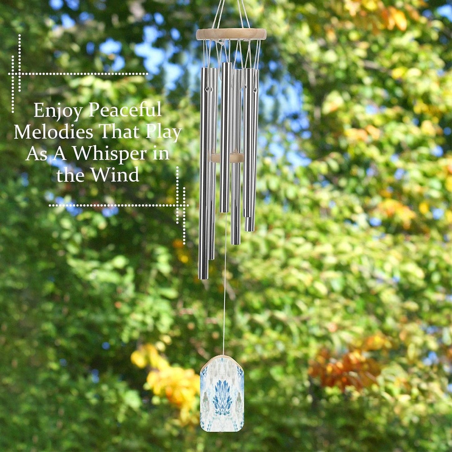 Wind Chime with White Background - Blue Cava