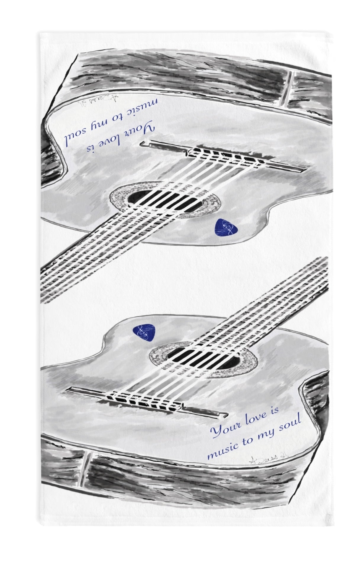 Your Love Guitar Hand Towel (Poly/Cotton) - Blue Cava
