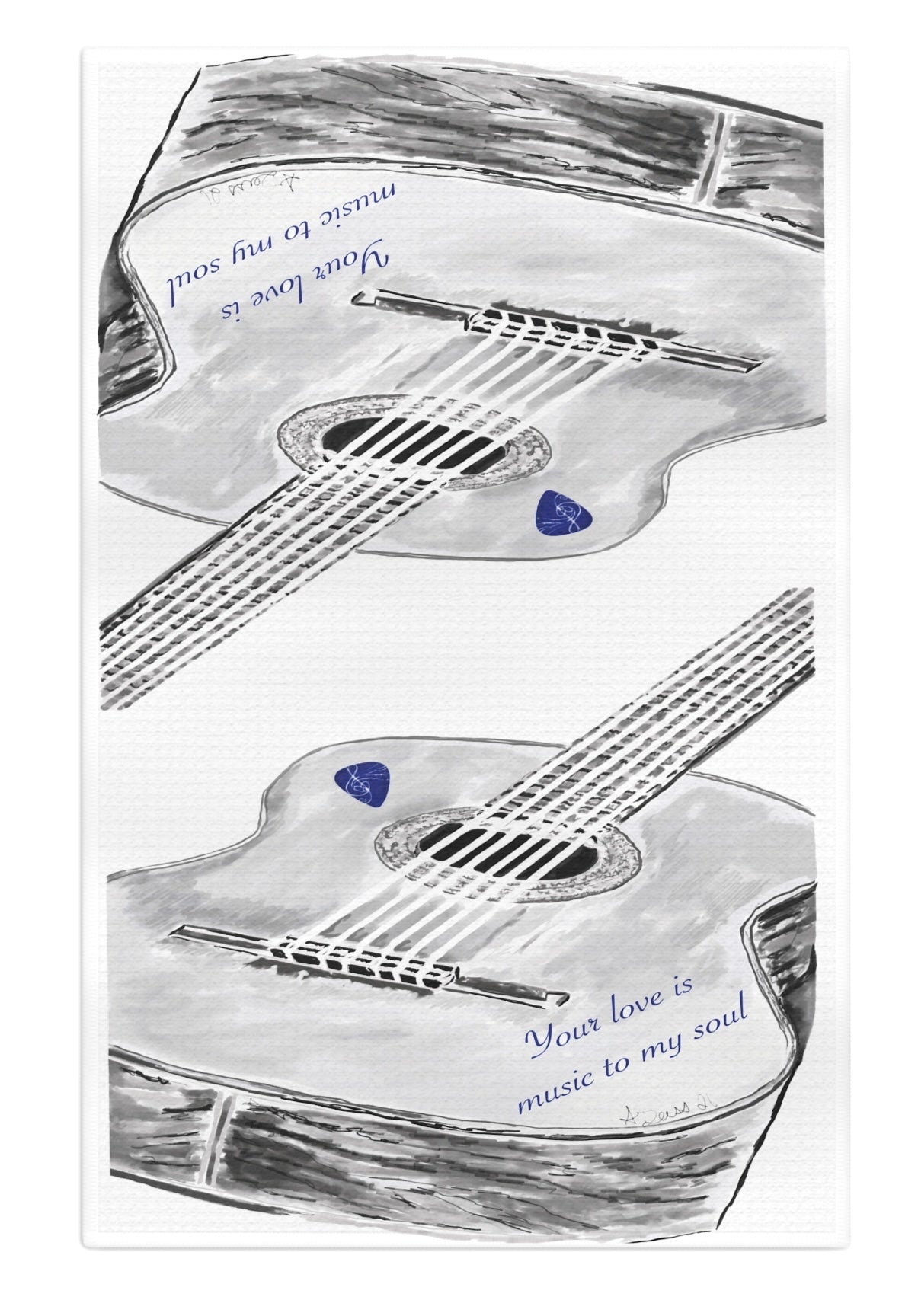 Your Love Guitar Microfiber Waffle Towel - Blue Cava