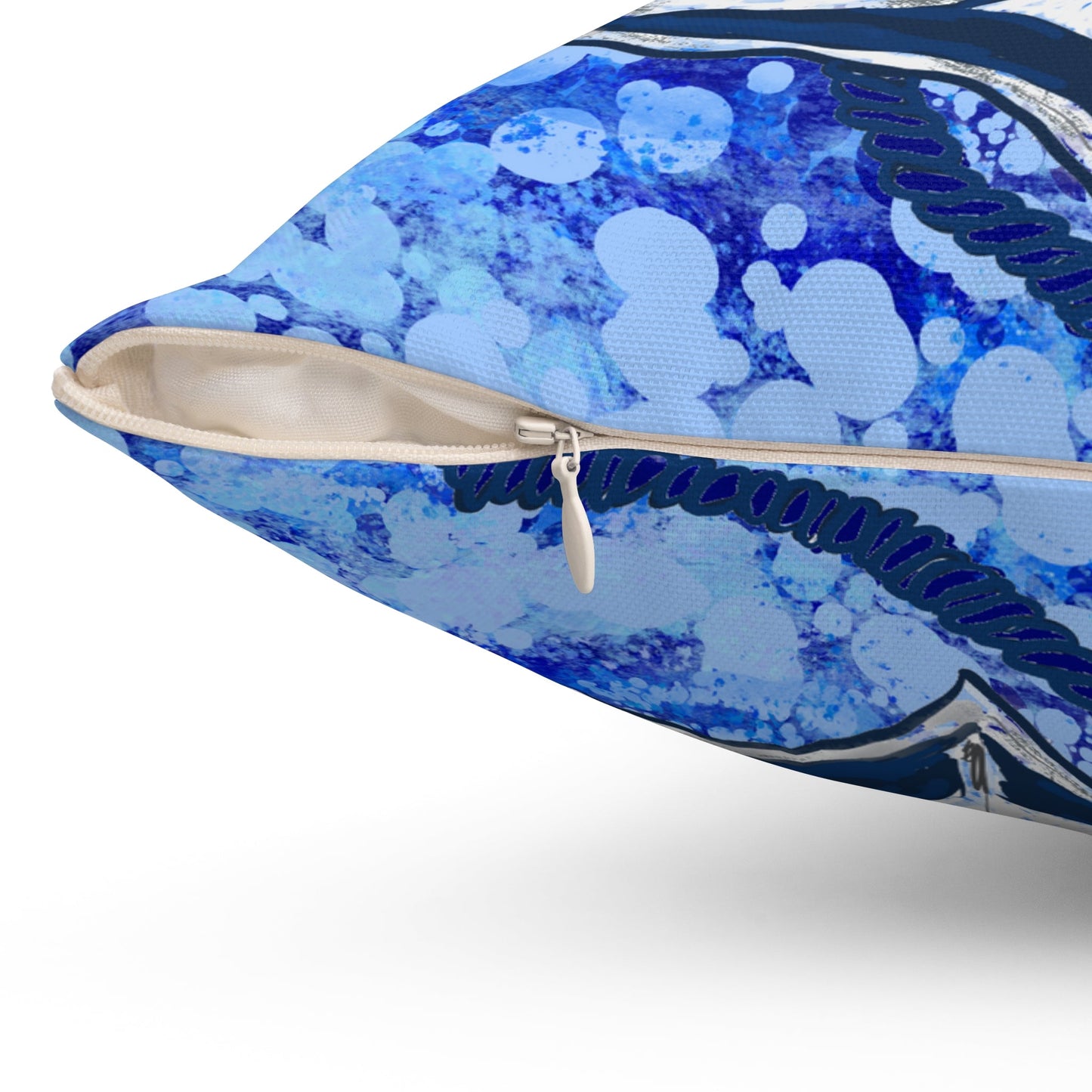Anchor Spun Polyester Square Pillow - Blue Cava