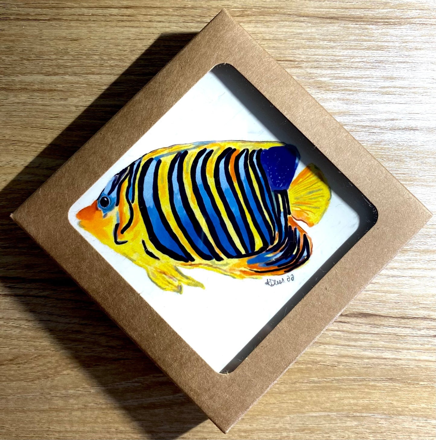 Angel Fish Coaster set - Square 4” - Blue Cava