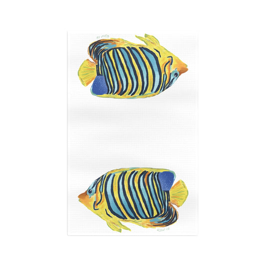 Angel Fish Microfiber Waffle Towel - Blue Cava