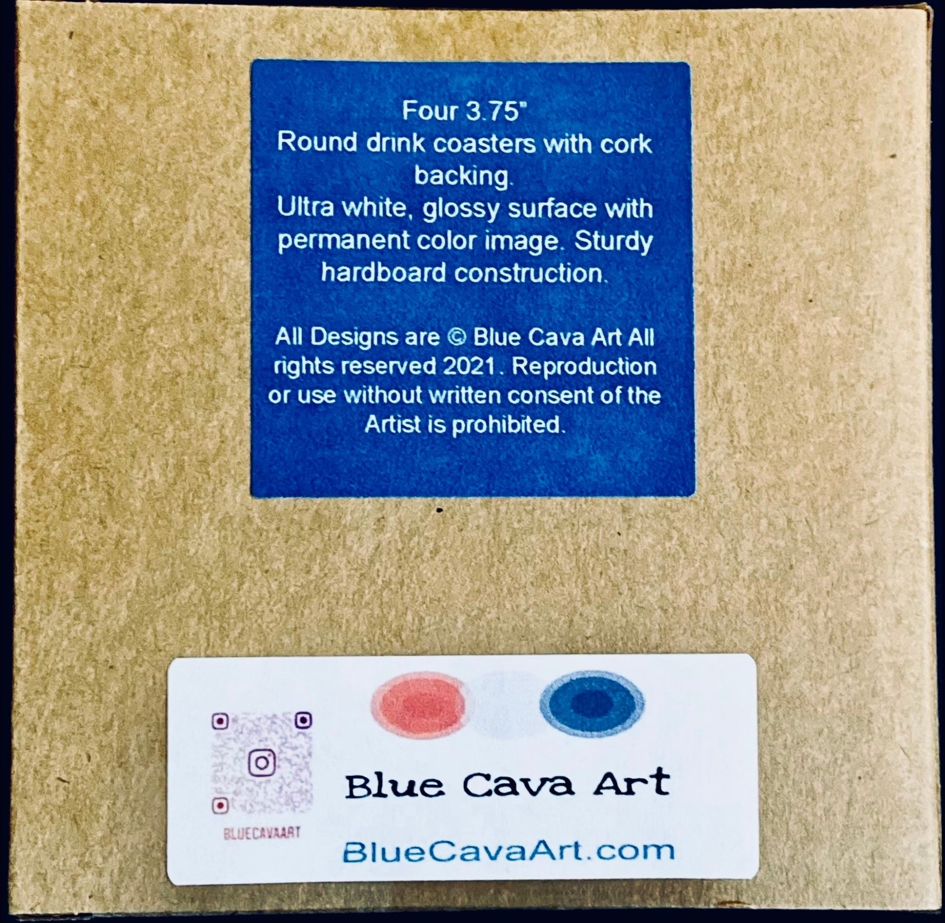 Angel Fish - Round Coaster set - Blue Cava