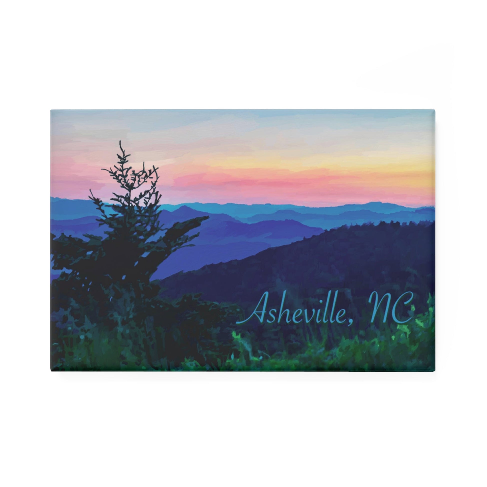 Asheville NC Magnet, Rectangle (1 & 10 pcs) - Blue Cava