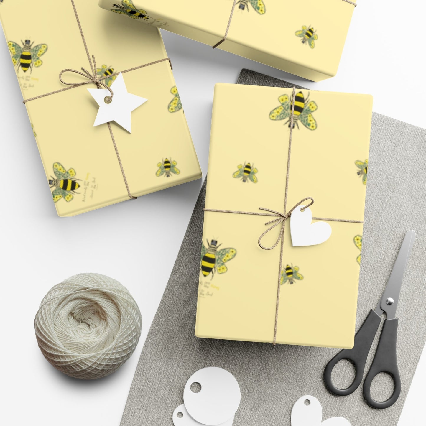 Bee Flower Gift Wrapping Paper - Blue Cava