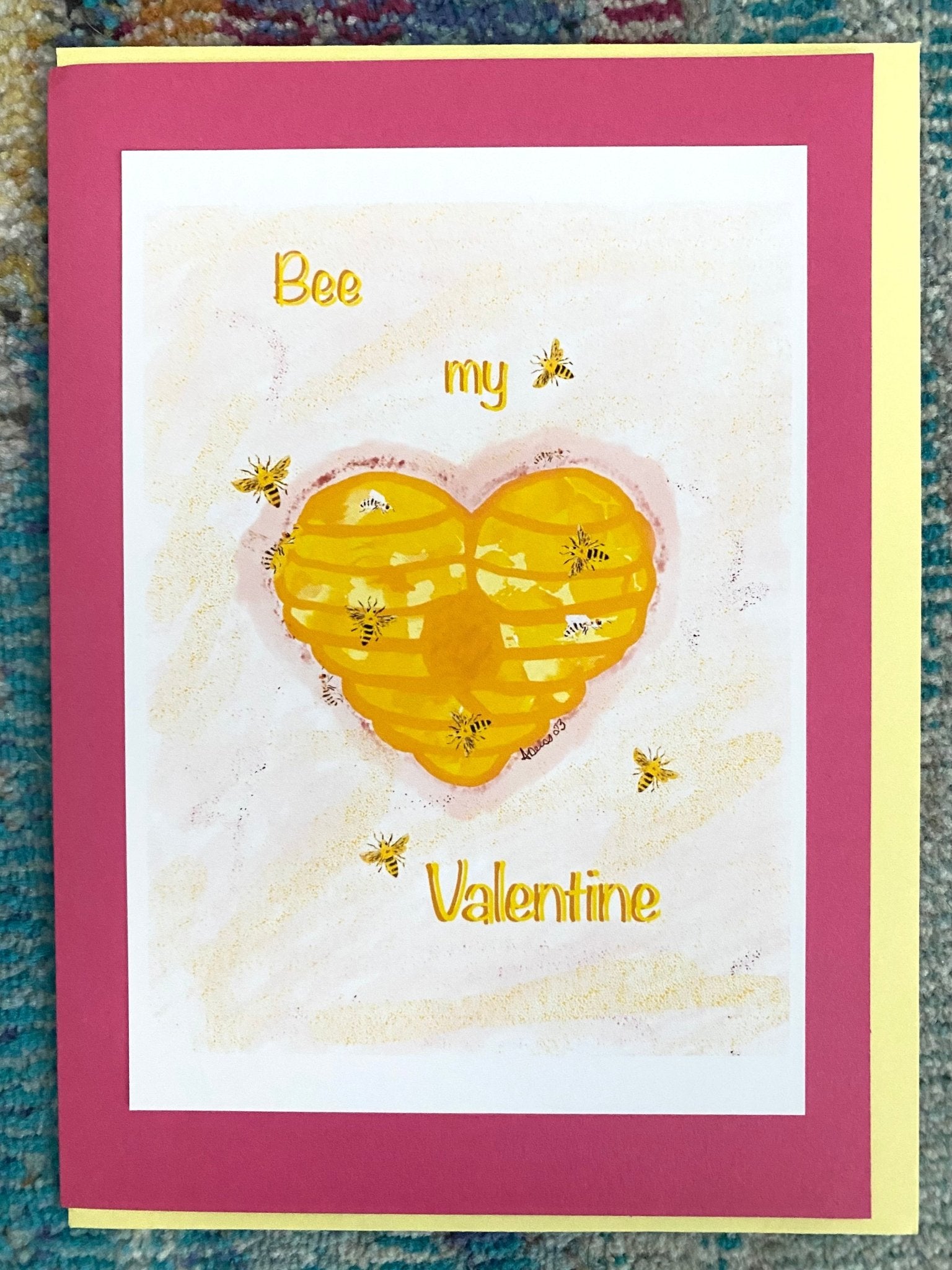 Bee My Valentine Greeting card - Blue Cava