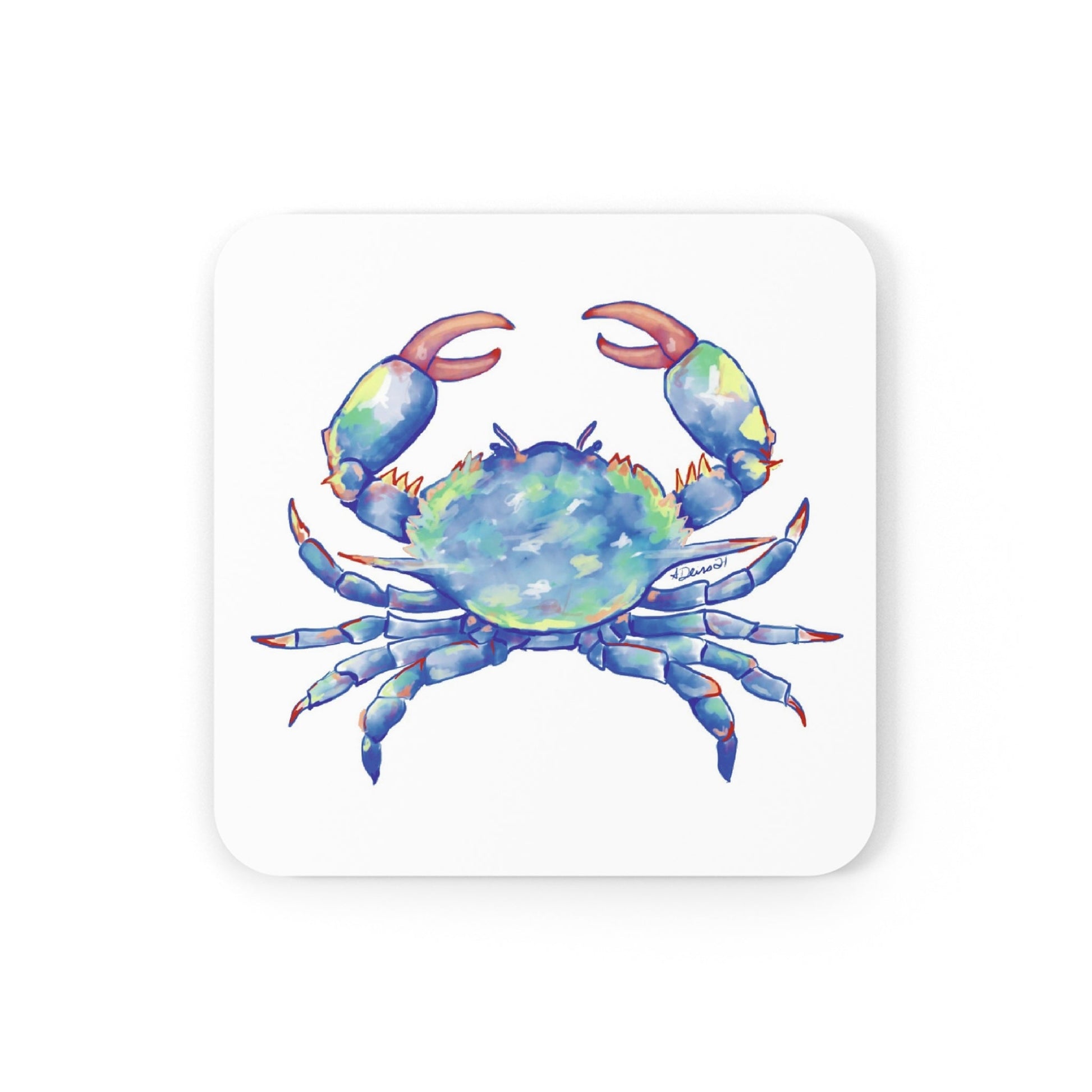 Blue Crab Cork Back Coasters - Round and Square - Blue Cava