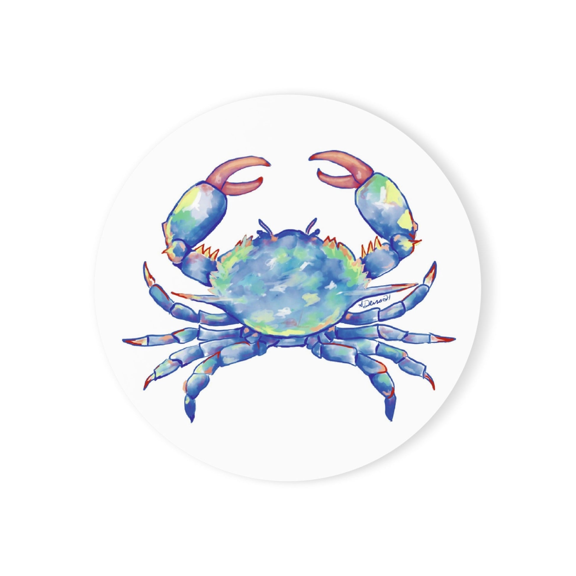 Blue Crab Cork Back Coasters - Round and Square - Blue Cava