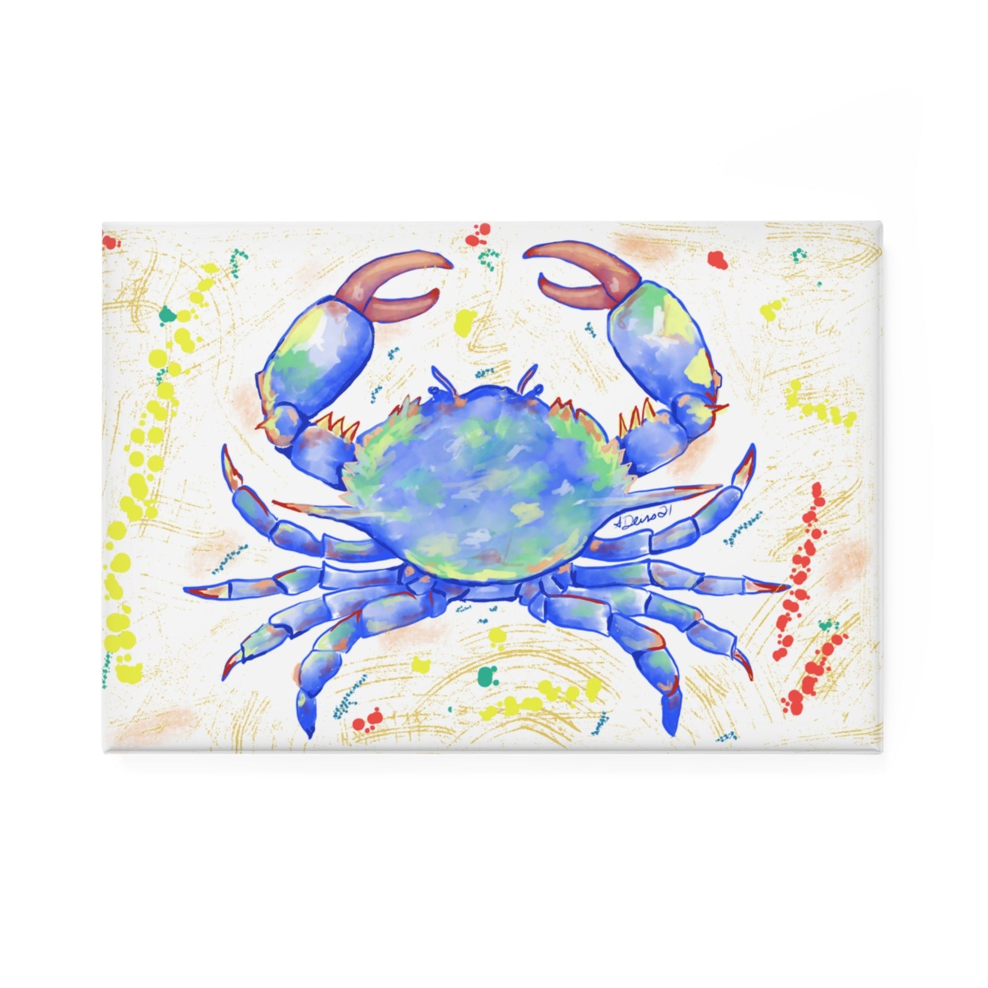 Blue Crab Magnet, Rectangle (1 & 10 pcs) - Blue Cava