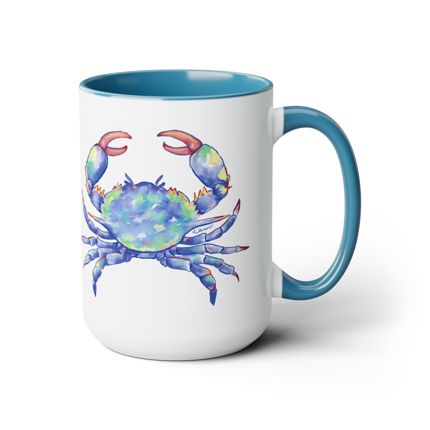 Blue Crab Two-Tone Coffee Mugs, 15oz - Blue Cava