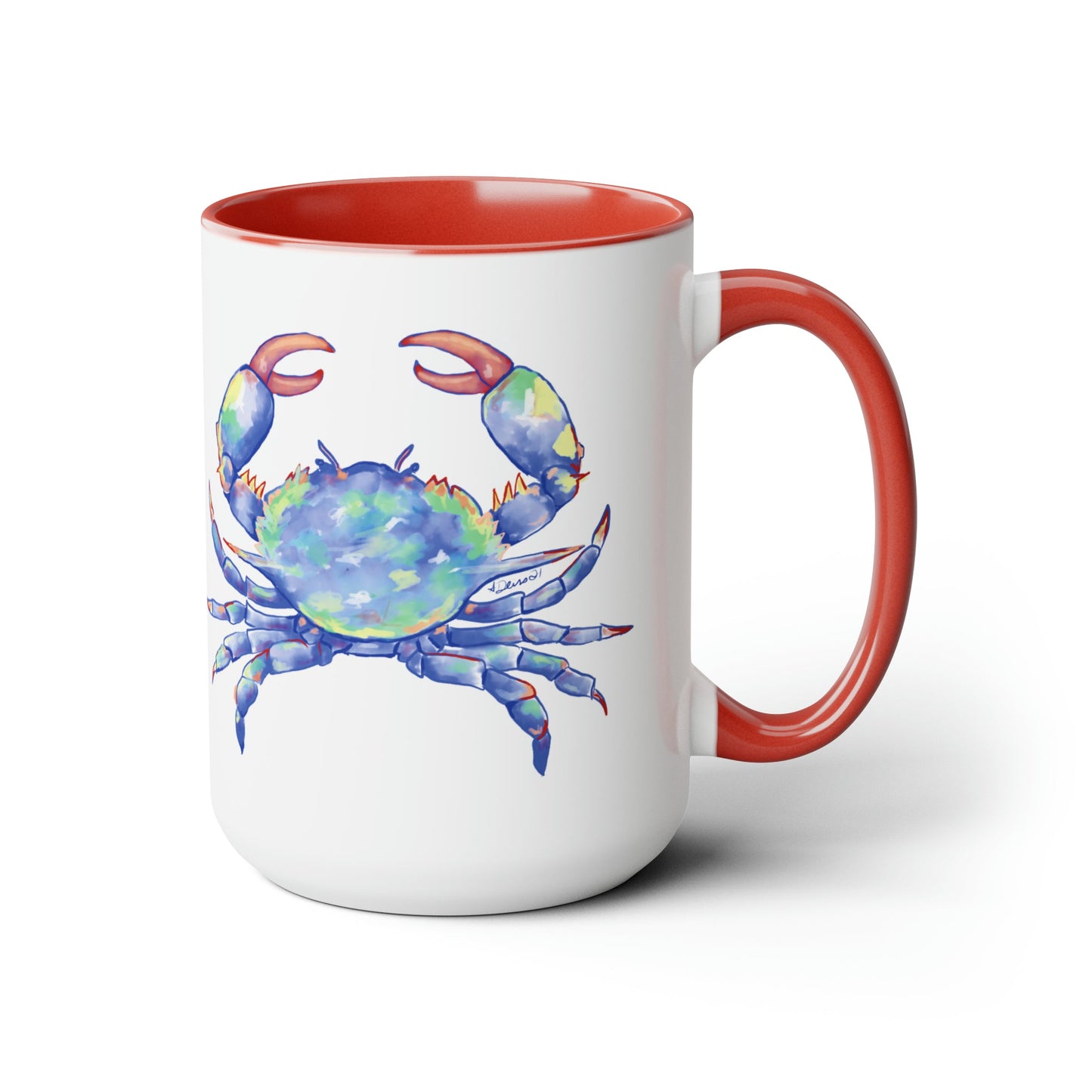 Blue Crab Two-Tone Coffee Mugs, 15oz - Blue Cava