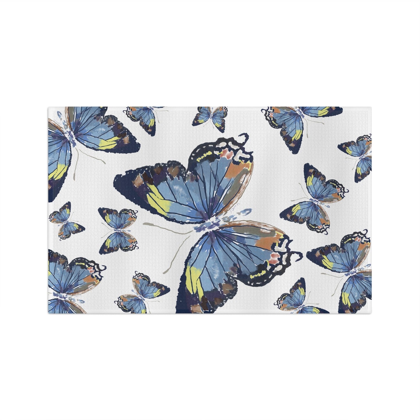 Butterflies Microfiber Waffle Towel - Blue Cava