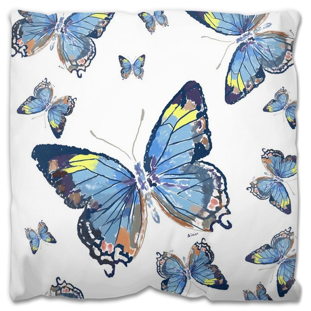 Butterflies Outdoor Pillows - Blue Cava