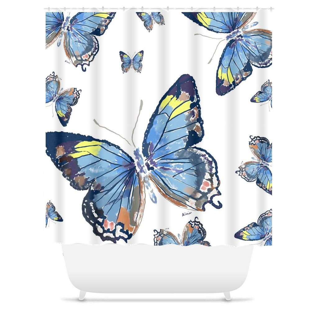 Butterflies Shower Curtain - Blue Cava