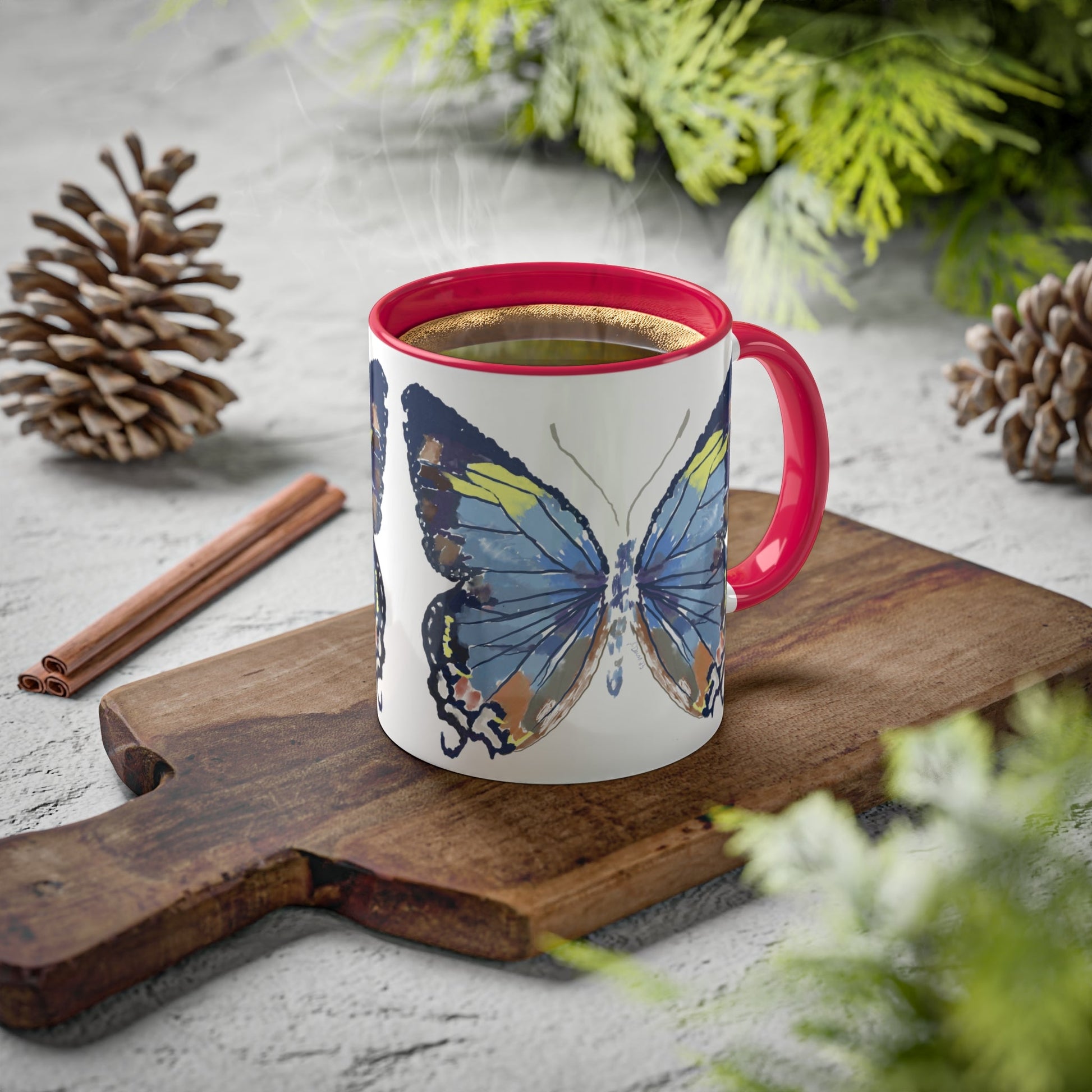 Butterfly Coffee Mugs, 11oz- Two tone - Blue Cava