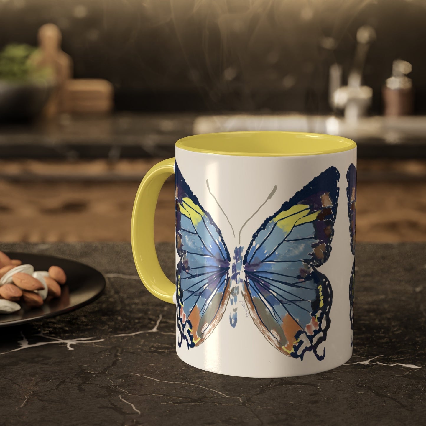 Butterfly Coffee Mugs, 11oz- Two tone - Blue Cava