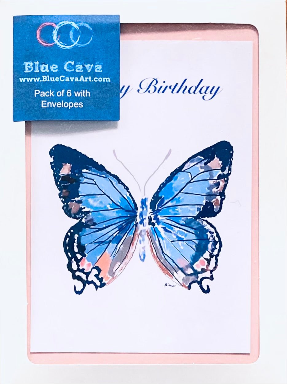 Butterfly Happy Birthday Greeting card - Blue Cava