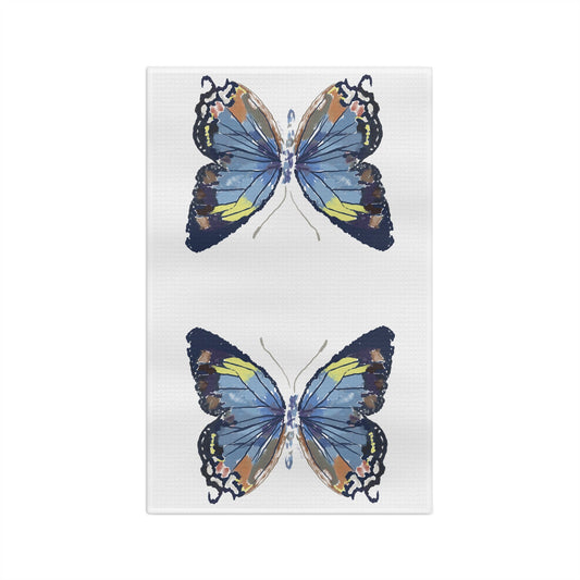 Butterfly Microfiber Waffle Towel - Blue Cava
