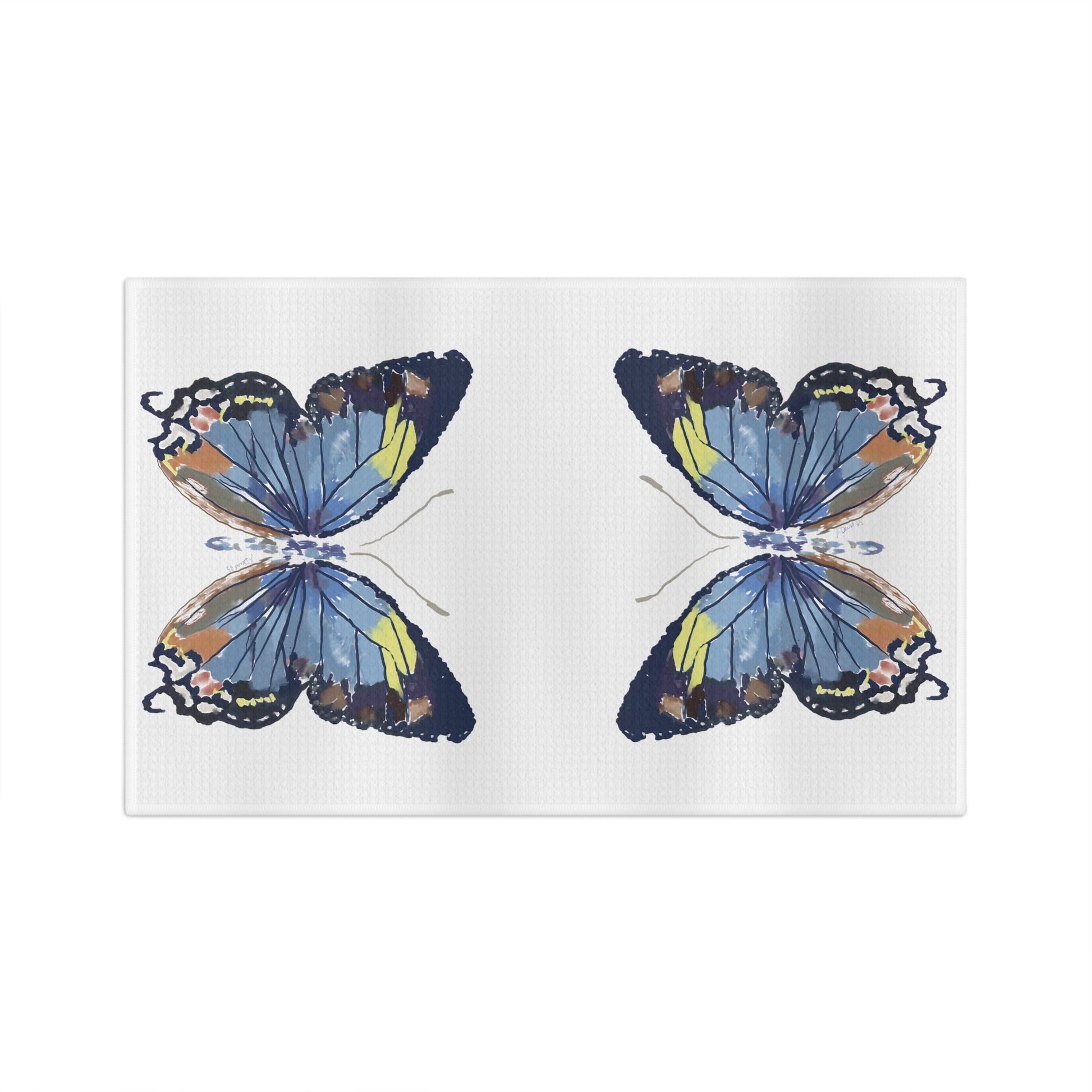 Butterfly Microfiber Waffle Towel - Blue Cava