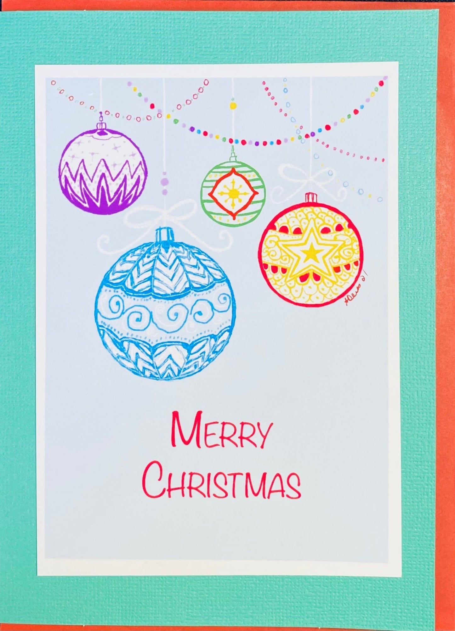 Christmas Balls Greeting card (Multiple colors available) - Blue Cava
