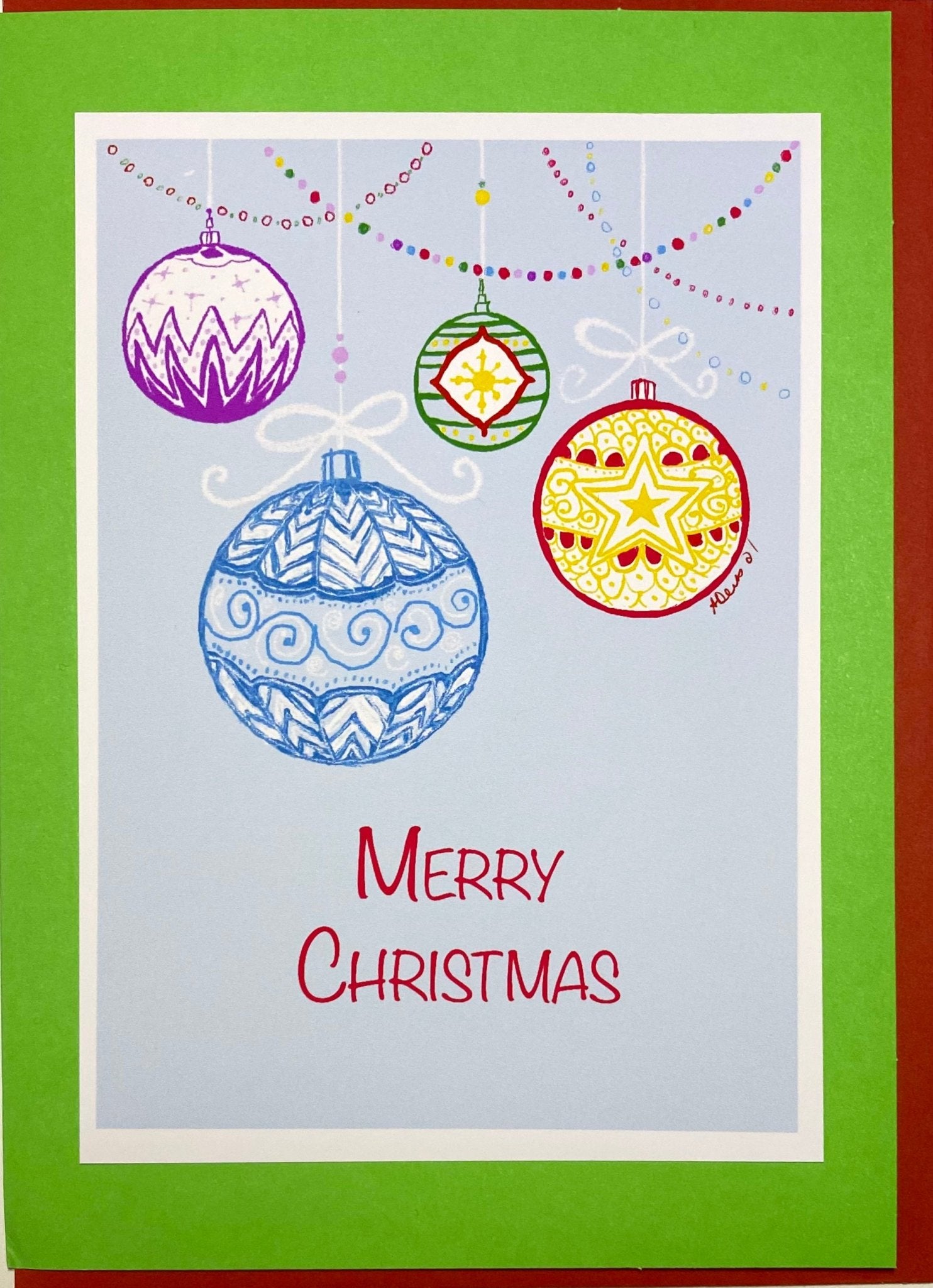 Christmas Balls Greeting card (Multiple colors available) - Blue Cava