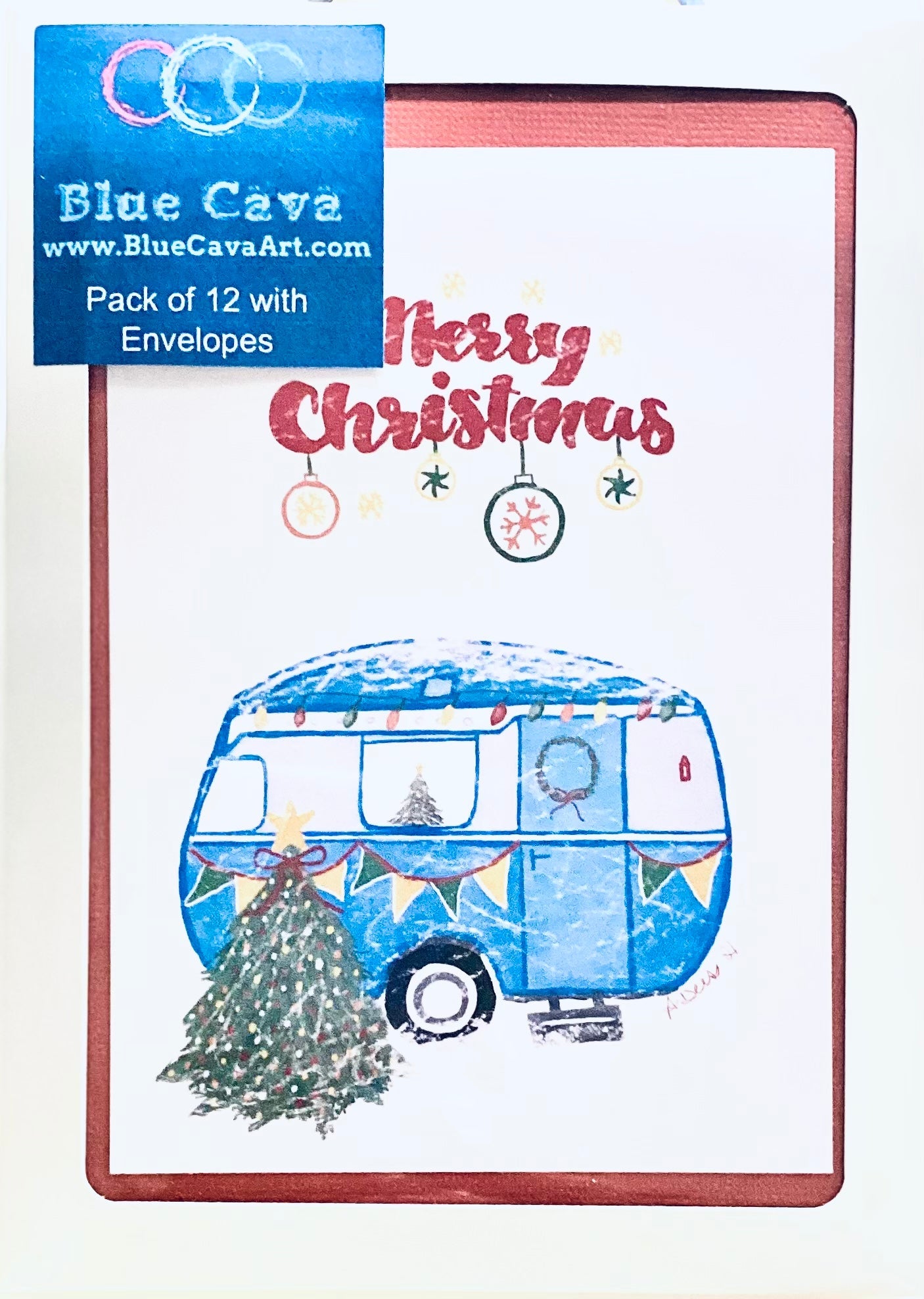 Christmas Camper Greeting card - Blue Cava