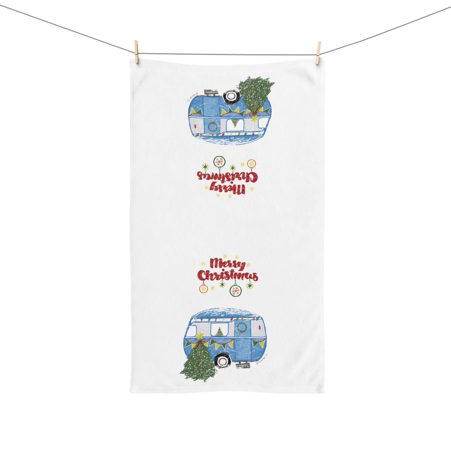 Christmas Camper Towel (Poly/Cotton) - Blue Cava