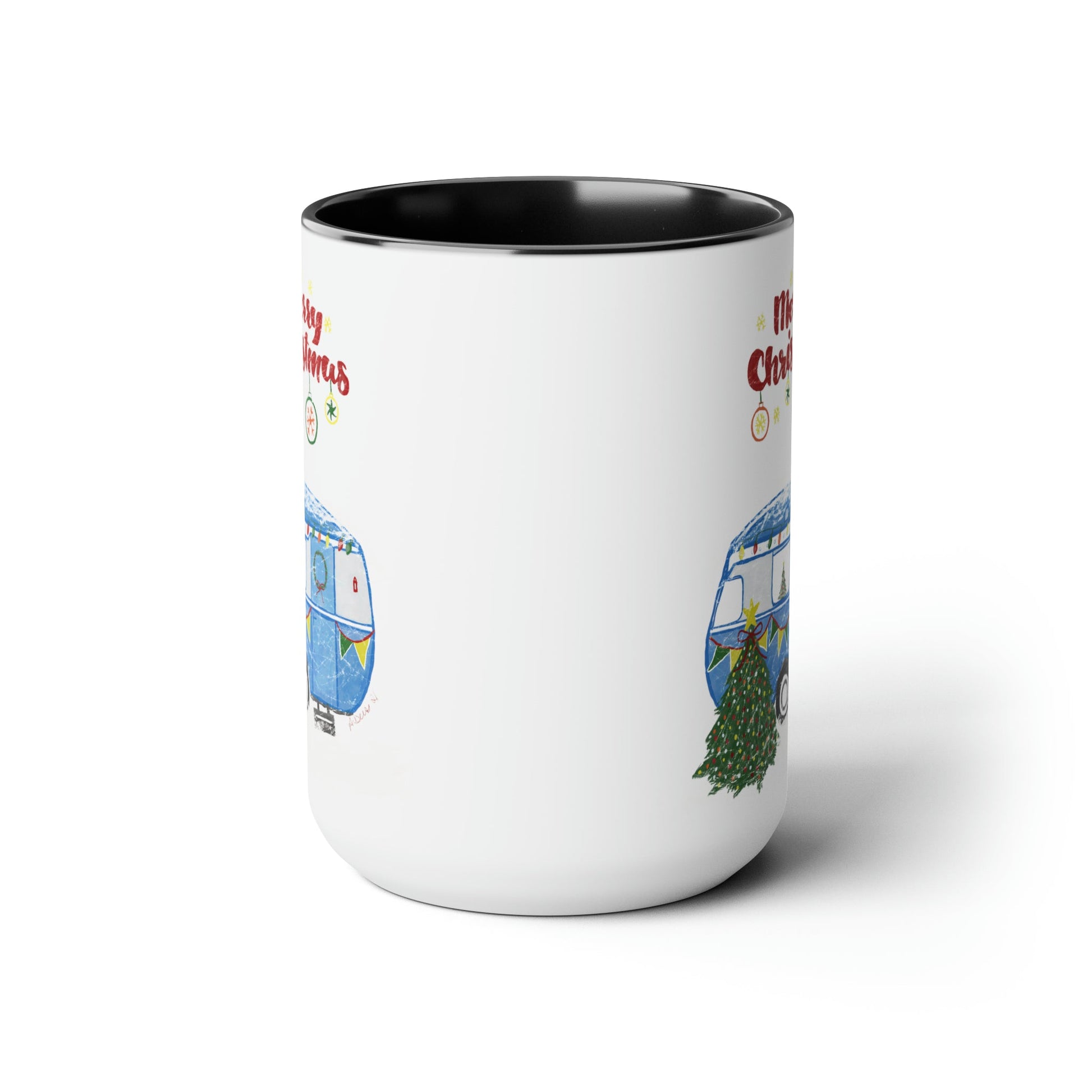 Christmas Camper Two-Tone Coffee Mugs, 15oz - Blue Cava