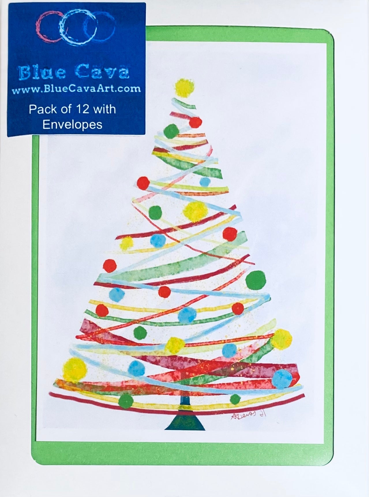 Christmas Tree Greeting cards (Two colors available) - Blue Cava