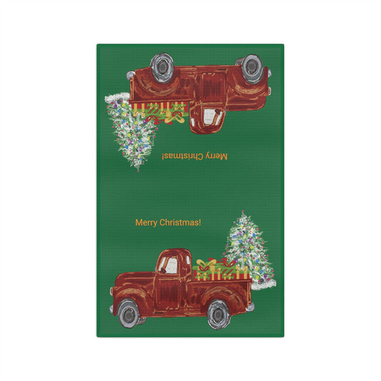 Christmas Truck 2023 Microfiber Waffle Towel - Blue Cava