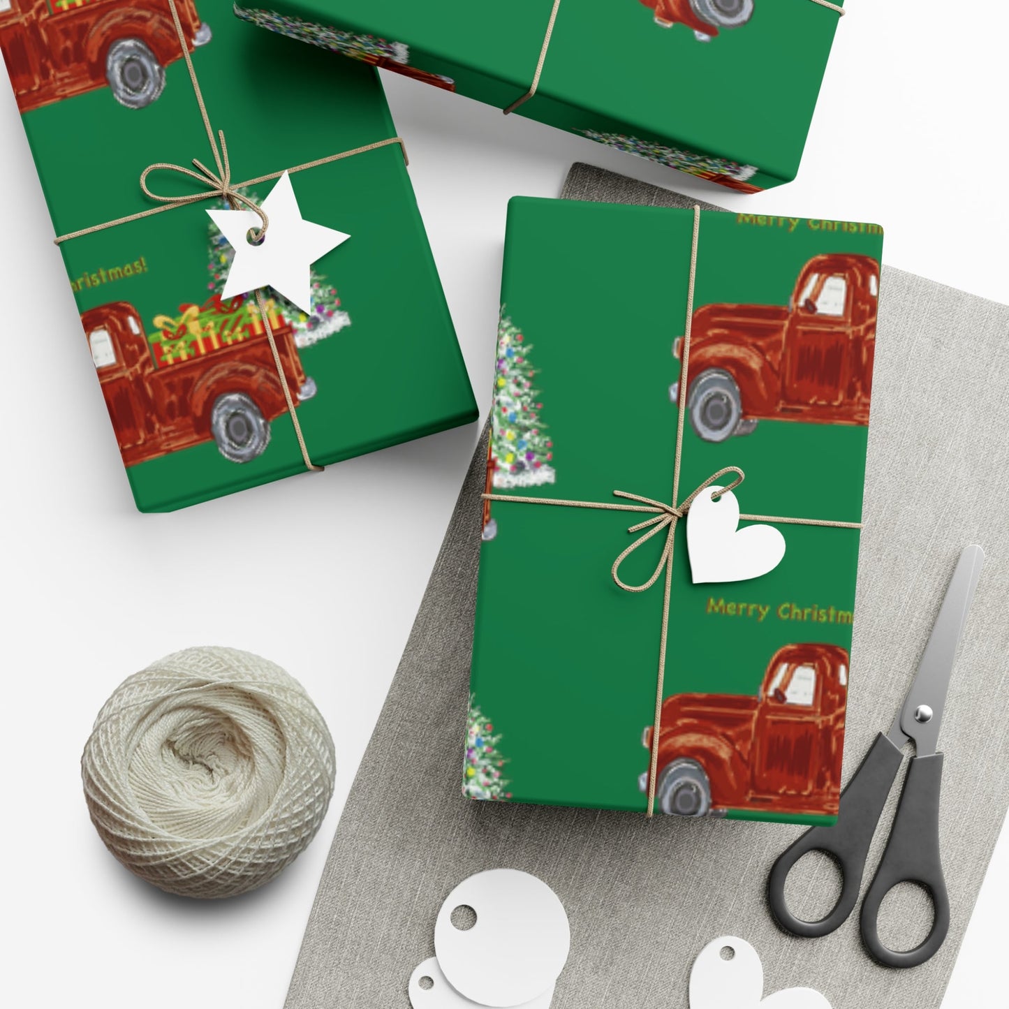 Christmas Truck Gift Wrapping Paper - Blue Cava