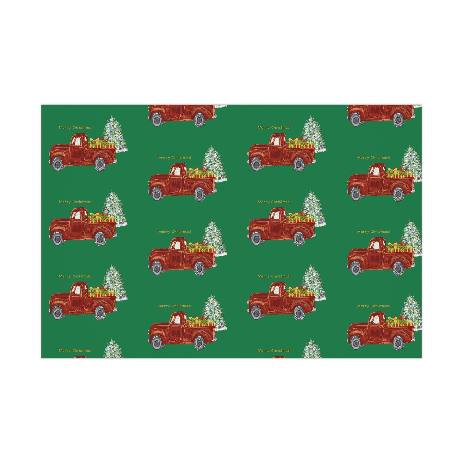 Christmas Truck Gift Wrapping Paper - Blue Cava