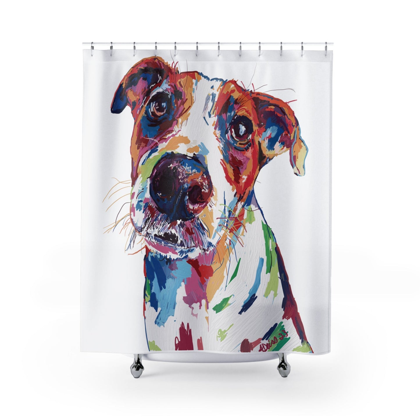 Colorful Dog Shower Curtain - Blue Cava